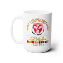 Load image into Gallery viewer, White Ceramic Mug 15oz - Army - 864th Eng Bn - Iraqi Freedom Veteran w IRAQ SVC