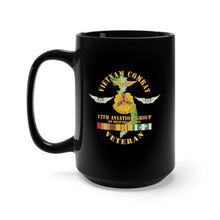 Load image into Gallery viewer, Black Mug 15oz - Vietnam Combat Aviation Vet w Air Crew Badge - 12th AVN GroupI Mil Region III w SVC X 300