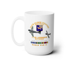 Load image into Gallery viewer, White Ceramic Mug 15oz - Army - 194th Glider Infantry Regiment w Towed Glider w WWII w EUR SVC