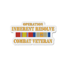 Load image into Gallery viewer, Die-Cut Magnets - Army - Combat Veteran w Opn Inherent Resolve (OIR) SVC Bar w Txt X 300