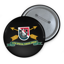 Load image into Gallery viewer, Custom Pin Buttons - 11th Special Forces Group - Flash w Br - Ribbon X 300
