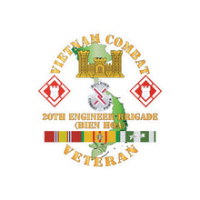 Load image into Gallery viewer, Kiss-Cut Vinyl Decals - Army - Vietnam Combat Veteran w 20th Engineer Brigade SSI - BIEN HOA X 300
