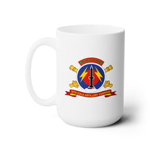 Load image into Gallery viewer, White Mug 15oz - Army - 56th Field Artillery Command - SSI w Br - Ribbon w Pershing - Firing