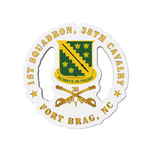 Load image into Gallery viewer, Die-Cut Magnets - Army - 1st Squadron, 38th Cavalry - Fort Bragg, NC w DUI - Cav Branch wo Bck X 300