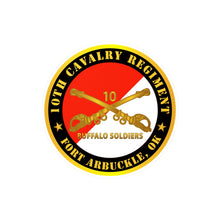 Load image into Gallery viewer, Kiss-Cut Vinyl Decals - Army - 10th Cavalry Regiment - Fort Arbuckle, OK - Buffalo Soldiers w Cav Branch