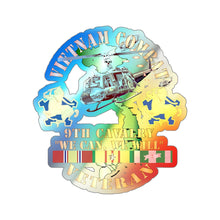 Load image into Gallery viewer, Holographic Die-cut Stickers - Vietnam Combat Cavalry Veteran w 9th Cav Helicopter