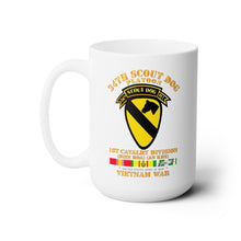 Load image into Gallery viewer, White Ceramic Mug 15oz - Army - 34th Scout Dog Platoon 1st Cav w Tab - VN SVC