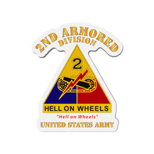 Load image into Gallery viewer, Die-Cut Magnets - Army - DUI - 2nd Armored Division - Hell on Wheels - US Army X 300