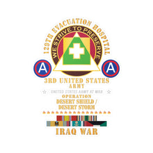 Load image into Gallery viewer, Kiss-Cut Vinyl Decals - 129th Evacuation Hospital - Operation Desert Storm - Shield - 3rd US Army SSI w Gulf SVC Ribbons