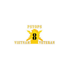 Load image into Gallery viewer, Kiss-Cut Vinyl Decals - Army - PSYOPS w Branch Insignia - 8th Battalion Numeral - w Vietnam Vet X 300 - Hat