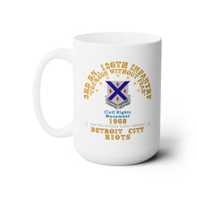 Load image into Gallery viewer, White Ceramic Mug 15oz - Army - 3rd Bn 126th Infantry Detroit City Riots 1968 - Civil Rights Movement