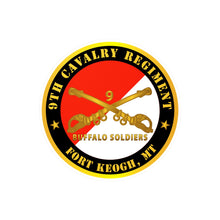 Load image into Gallery viewer, Kiss-Cut Vinyl Decals - Army - 9th Cavalry Regiment - Fort Keogh, MT - Buffalo Soldiers w Cav Branch