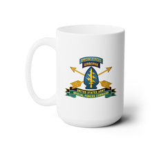 Load image into Gallery viewer, White Ceramic Mug 15oz - Army - US Army Special Forces Command - SSI w Br - Ribbon X 300