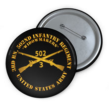 Load image into Gallery viewer, Custom Pin Buttons - 3rd Bn 502nd Infantry Regt - Widowmakers - Infantry Br