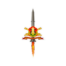 Load image into Gallery viewer, Kiss-Cut Vinyl Decals - Army - 56th Field Artillery Command - DUI w Br - Ribbon w Pershing - Firing