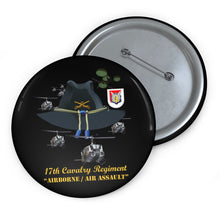 Load image into Gallery viewer, Custom Pin Buttons - 17th Cavalry Hat - Abn - Air Assault w Br w Flash w Slicks