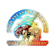 Load image into Gallery viewer, Holographic Die-cut Stickers - 24th Infantry Regiment - Buffalo Soldiers w 24th Inf Branch Insignia