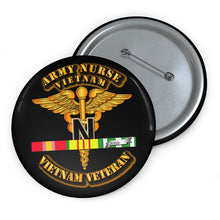 Load image into Gallery viewer, Custom Pin Buttons - Army Nurse w Vietnam SVC Ribbons