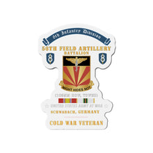Load image into Gallery viewer, Die-Cut Magnets -SSI -8th Infantry Division Scroll - 56th Field Artillery Battalion, Schwabach, Germany- Cold War Vet