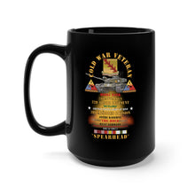 Load image into Gallery viewer, Black Mug 15oz - Cold War Vet - 2nd Bn 32nd AR, 3rd Armored Division Outlaws - Ayers K - W Germany - M60A1 Tank - Spearhead w Fire - w DUI - COLD X 300