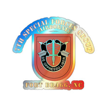 Load image into Gallery viewer, Holographic Die-cut Stickers - 7th Special Forces Group w Flash - FBNC