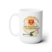 Load image into Gallery viewer, White Ceramic Mug 15oz - Army - 1st Bn, 320th FA, w AA Badge - Map w M119 Firing