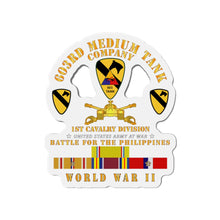 Load image into Gallery viewer, Die-Cut Magnets - Army - 603rd Medium Tank Co - 1st Cav - Phil - WWII w PAC SVC