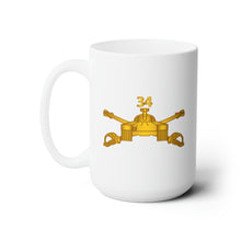 Load image into Gallery viewer, White Ceramic Mug 15oz - Army - 34th Armor Regiment - Armor Branch wo Txt