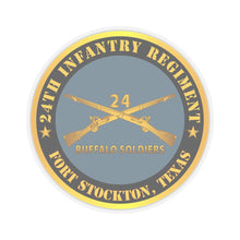 Load image into Gallery viewer, Kiss-Cut Stickers - Army - 24th Infantry Regiment - Fort Stockton, TX - Buffalo Soldiers w Inf Branch X 300