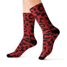 Load image into Gallery viewer, Sublimation Socks - Leopard Camouflage - Red