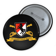 Load image into Gallery viewer, Custom Pin Buttons - 11th Armored Cavalry Regiment - SSI w Br - Ribbon X 300