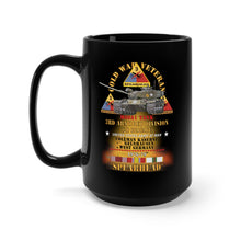 Load image into Gallery viewer, Black Mug 15oz - Army - Cold War Vet - 3rd Armored Division - Gelnhausen, Germany - M60A1 Tank - Spearhead w Fire - 1976-79 w DUI - COLD X 300