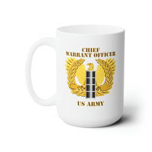 Load image into Gallery viewer, White Ceramic Mug 15oz - Army - Emblem - Warrant Officer - CW4 wo DS