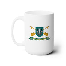 Load image into Gallery viewer, White Ceramic Mug 15oz - Army - 19th Special Forces Group - Flash w Br - Ribbon X 300