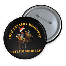 Load image into Gallery viewer, Custom Pin Buttons - 10th Cavalry Regiment w Cavalrymen - Buffalo Soldiers
