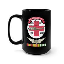 Load image into Gallery viewer, Black Mug 15oz - Army - 57th Medical Co - Original Dustoff - Vietnam w Flt Surgeon Wings w VN SVC X 300