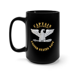 Black Mug 15oz - Navy - Captain - Cpt - Retired X 300