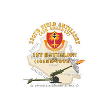 Load image into Gallery viewer, Kiss-Cut Vinyl Decals - Army - 1st Bn, 320th FA, w AA Badge - Map w M119 Firing