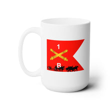 Load image into Gallery viewer, White Ceramic Mug 15oz - Union Army - Bravo Battery 1st Rhode Island Light Artillery with Guidon in Back