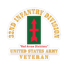 Load image into Gallery viewer, Kiss - Cut Stickers - Army - SSI - 32nd Infantry Division - Red Arrow Division - US Army Veteran X 300