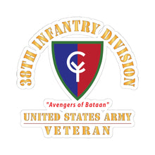Load image into Gallery viewer, Kiss - Cut Stickers - Army - SSI - 38th Infantry Division - Avengers of Bataan - US Army Veteran X 300