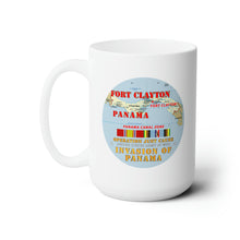 Load image into Gallery viewer, White Ceramic Mug 15oz - Just Cause - Ft Clayton - CZ w Map w Svc Ribbons