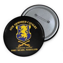 Load image into Gallery viewer, Custom Pin Buttons - 6th ACR w Cav Br Ft Meade Maryland