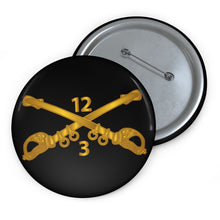 Load image into Gallery viewer, Custom Pin Buttons - 3rd Squadron - 12th Cavalry Branch wo Txt