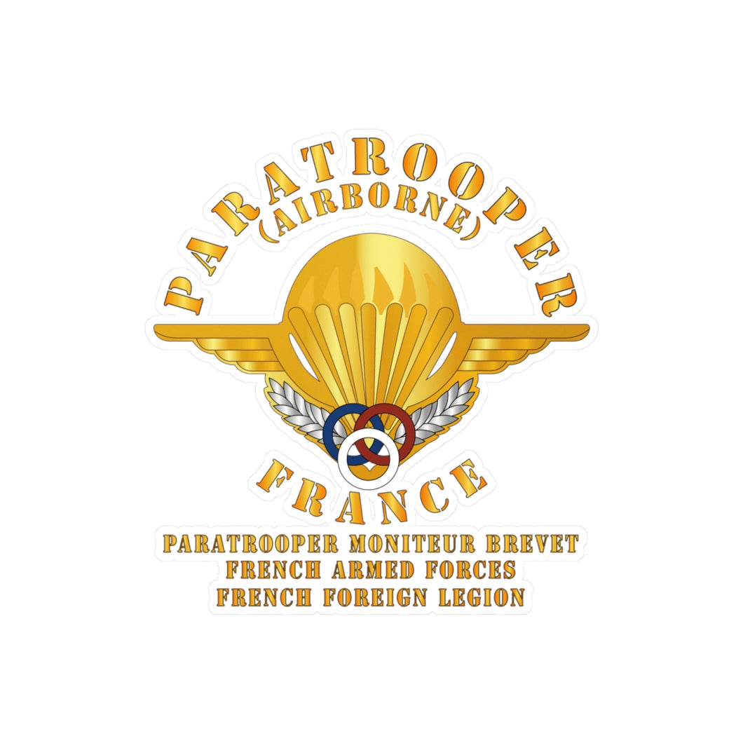 Kiss-Cut Vinyl Decals - France - Airborne - Paratrooper Moniteur Brevet