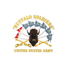 Load image into Gallery viewer, Kiss-Cut Vinyl Decals - Army - Buffalo Soldiers - Infantry - Cavalry Guidons w Buffalo Head - US Army X 300