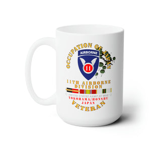 White Ceramic Mug 15oz - Army - Occupation Japan w 11th Airborne Division w OCCUPY - COLD SVC