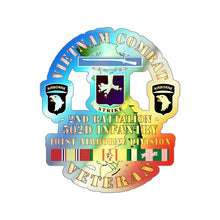 Load image into Gallery viewer, Holographic Die-cut Stickers - Vietnam Combat Vet - 2nd Bn 502nd Infantry - 101st Airborne Div SSI
