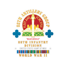 Load image into Gallery viewer, Kiss-Cut Vinyl Decals - 88th Artillery Group - DUI - 88th Infantry Division - Blue Devils - w WWII EUR SVC X 300