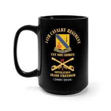 Load image into Gallery viewer, Black Mug 15oz - Army - 14th Cavalry Regiment w Cav Br - 1st Squadron - Operation Iraqi Freedom - 2009–2010 - Red Txt X 300